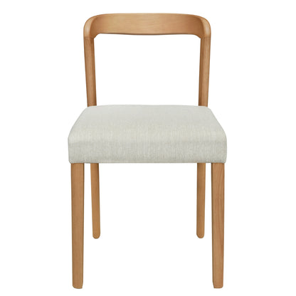 Solid Rubber Wood Dining Chairs (Natural Oak + Beige) Set of 2