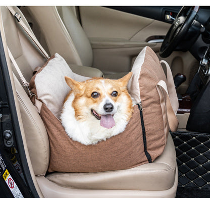 Dog Car Seat Portable Travel Pet Car Bed Safety Carrier Anti Escape Dog Booster Seat For Small Medium Dogs Cats Washable Soft Pet Car Seat With Storage Pocket & Safety Leash