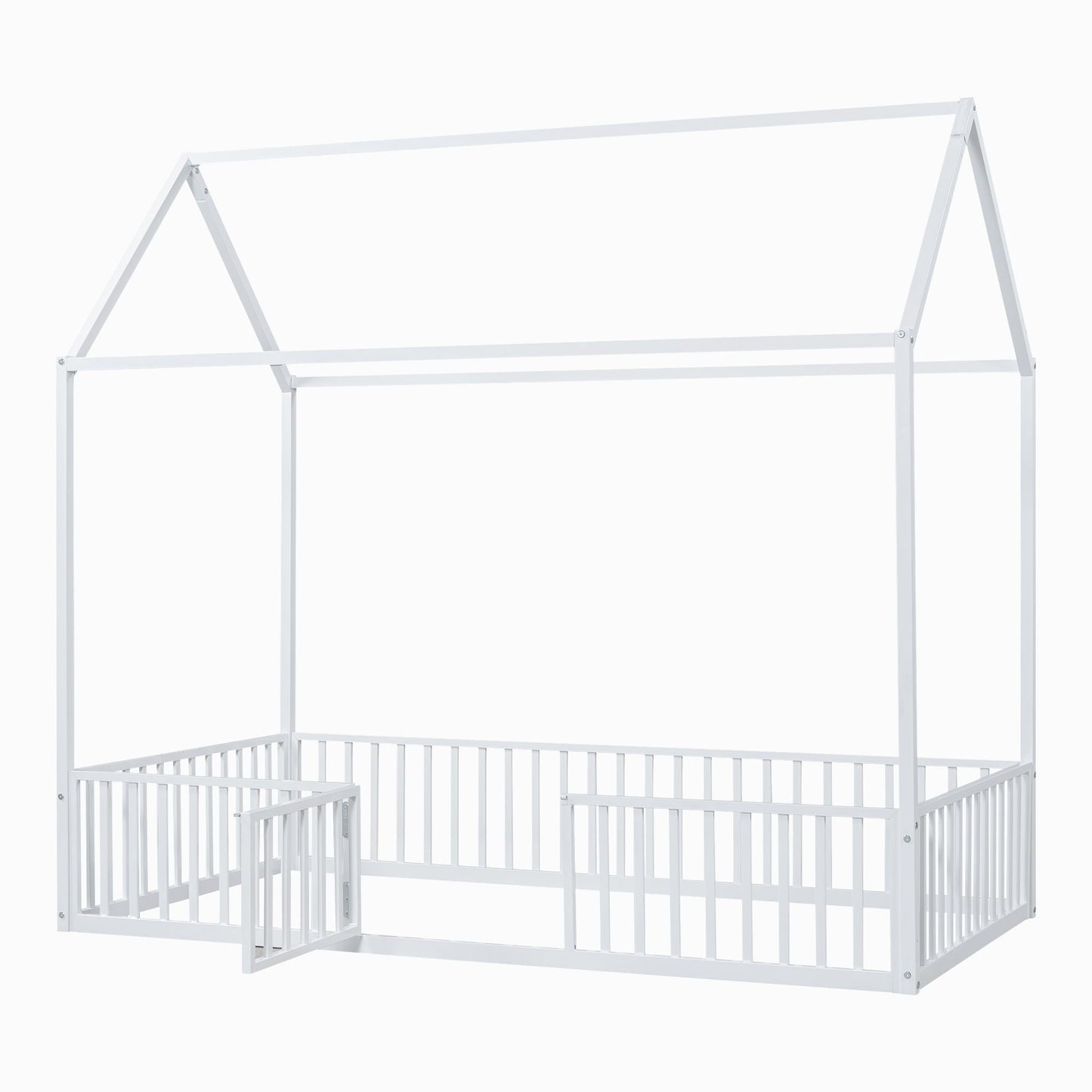 Metal House Bed With Fence And Door