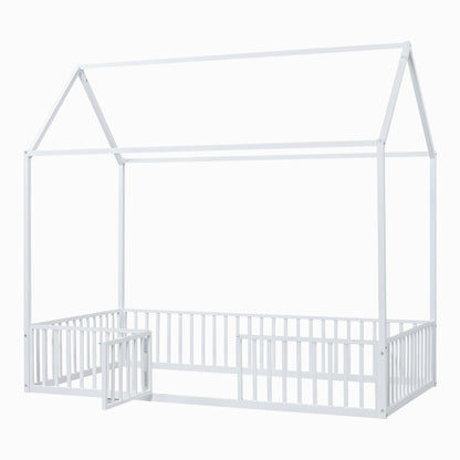 Metal House Bed With Fence And Door