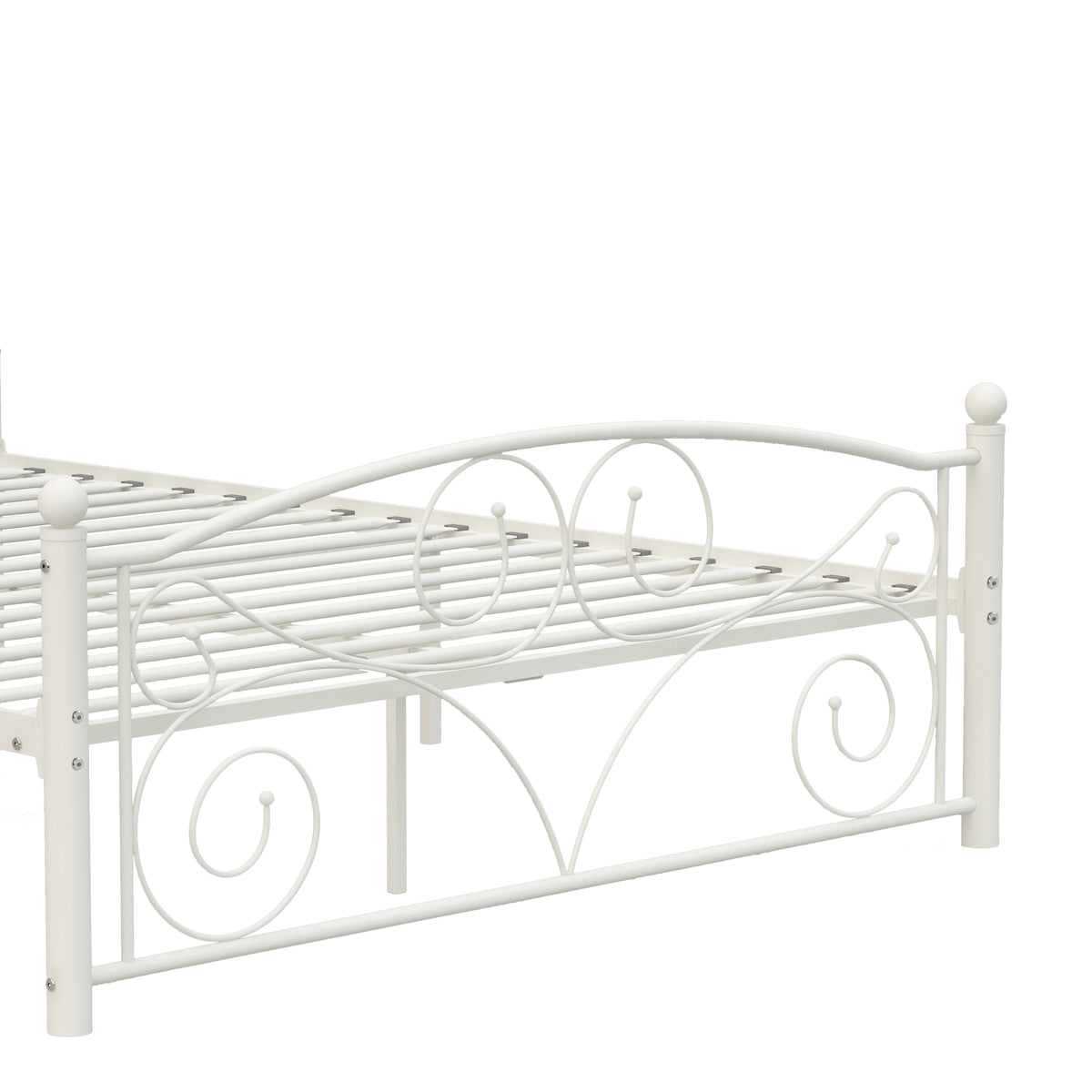 Full Size Unique Flower Sturdy System Metal Bed Frame with Headboard