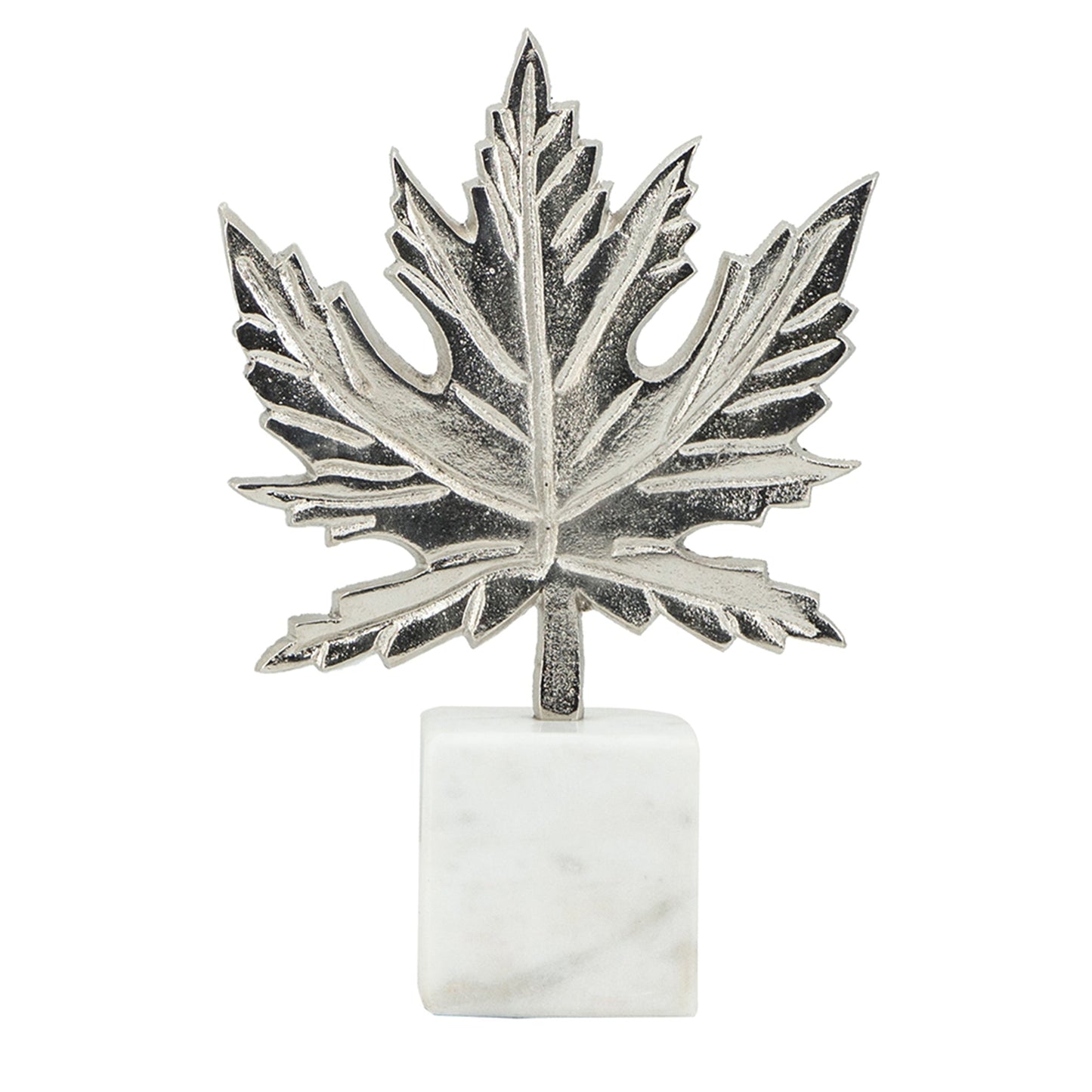 Aluminum Leaf Sculpture with Marble Base