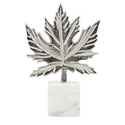 Aluminum Leaf Sculpture with Marble Base