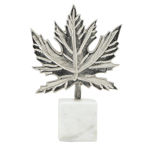 Aluminum Leaf Sculpture with Marble Base