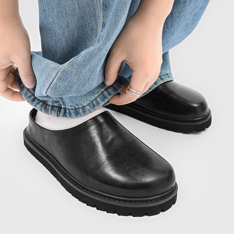 Retro Chunky-Soled Elevator Slip-On Casual Outdoor Slippers