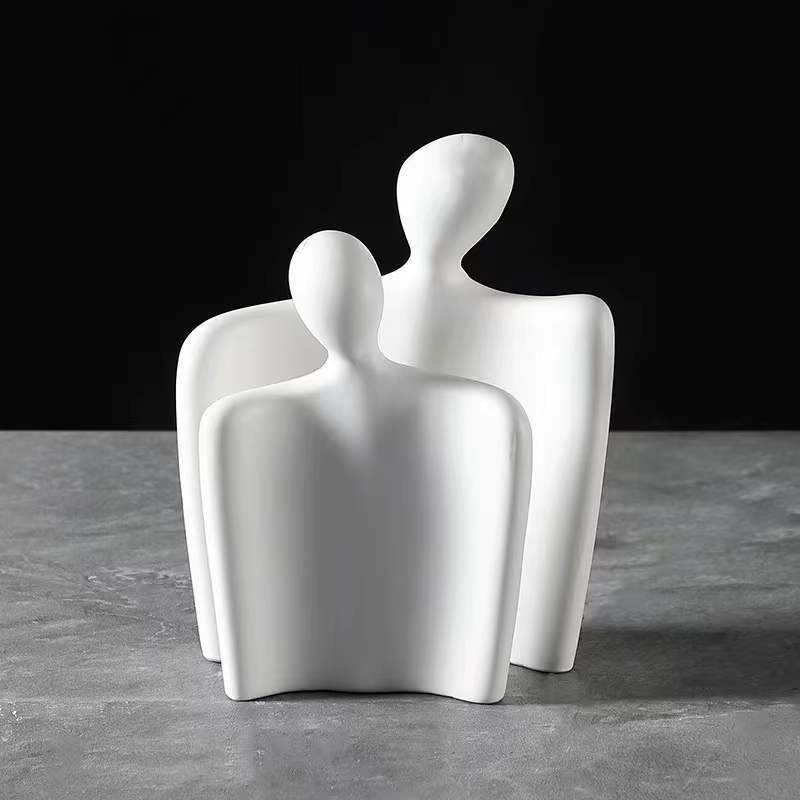 Simple Modern Black And White Geometric Ceramic Vase Ornaments