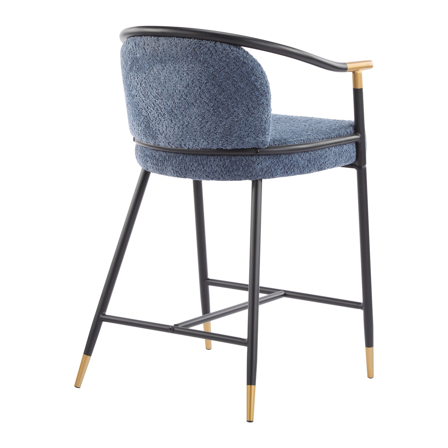 26" H Upholstered Counter Stool with Metal Frame (Set of 2) - Navy