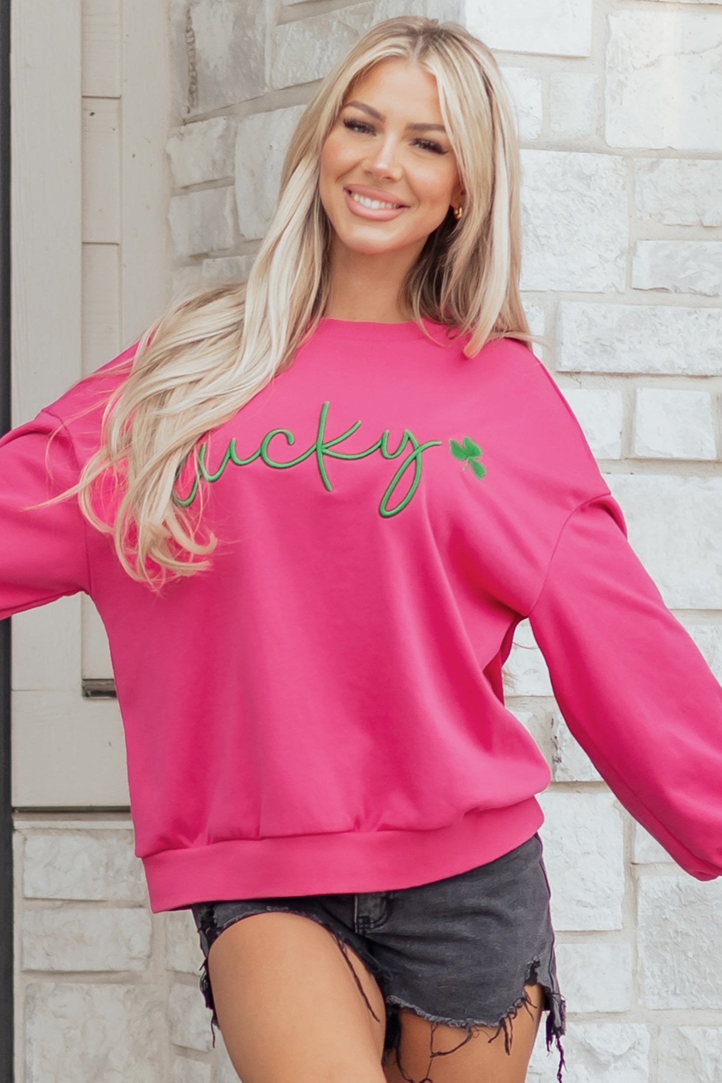 Armani Clover Embroidered Loose Pullover