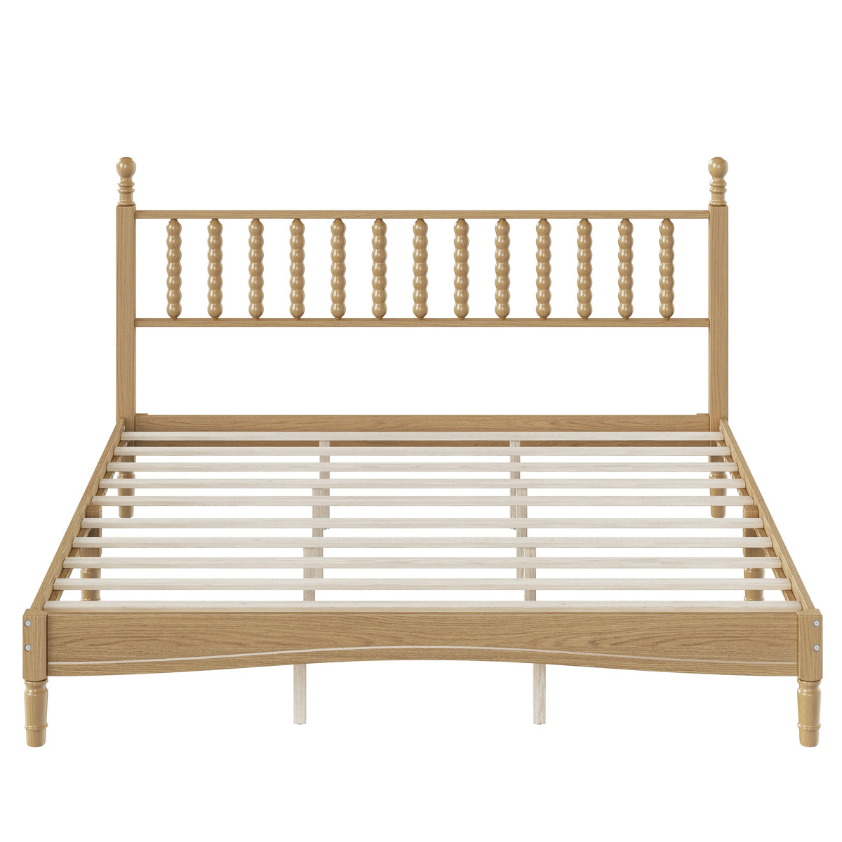 King Size Wood Platform Bed with Gourd Shaped Headboard