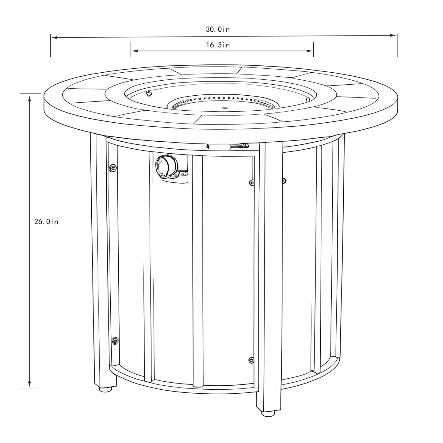 30" Propane Gas Fire Pit Table with Mosaic Ceramic Tabletop