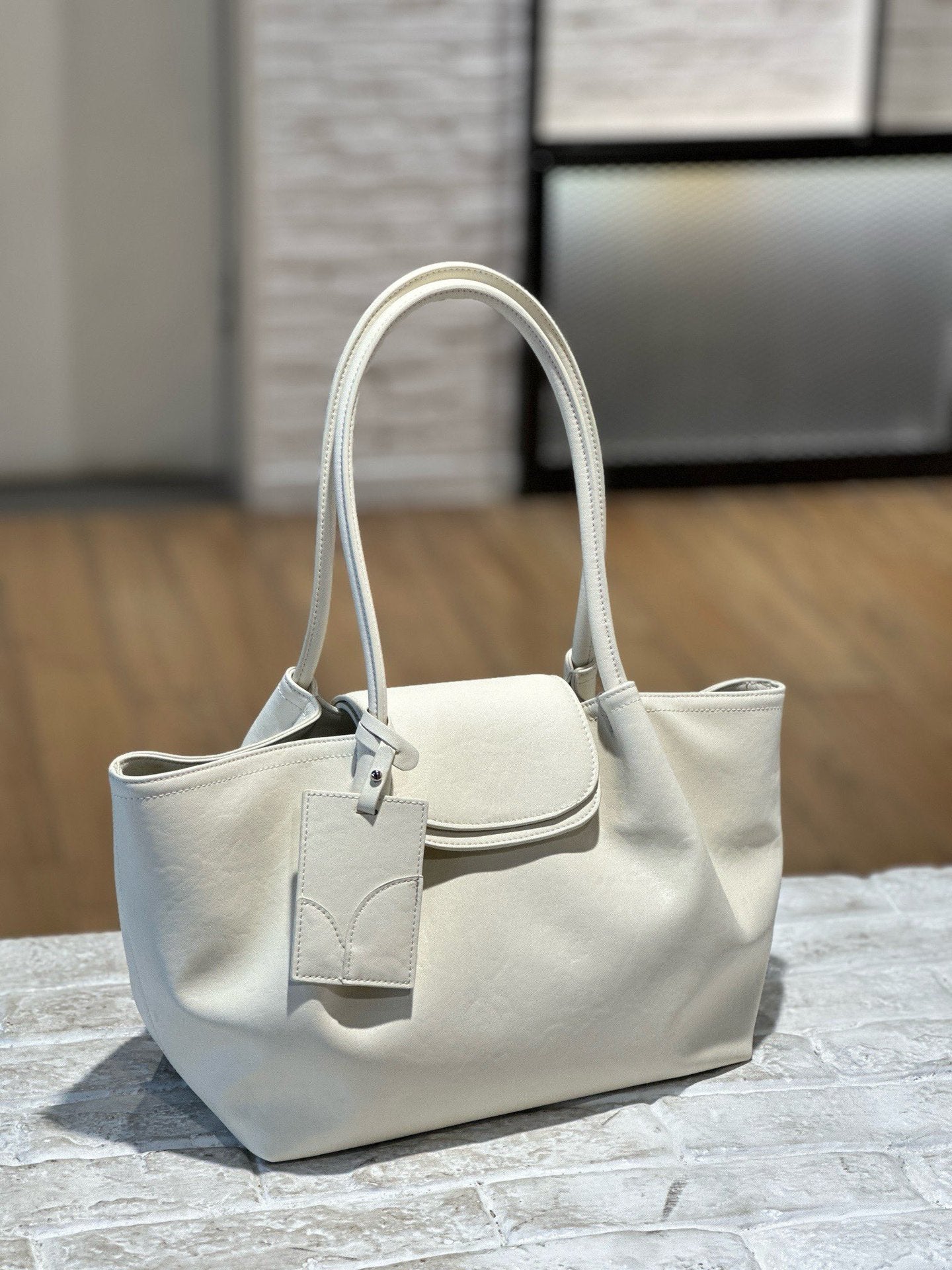 New Cross-Border Niche Design Genuine Leather Tote Bag, Versatile Vegetable-Tanned Leather High-End Shoulder Bag, Lazy Style Underarm Bag