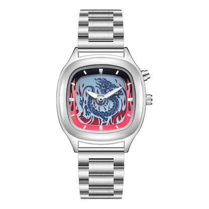 Personalized Retro Dragon-shaped Dual-display Mens Watch With A Trendy Premium Look And Water Resistance
