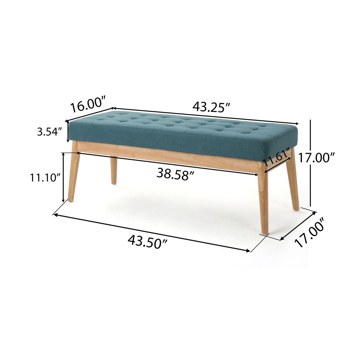 Vibratory Button Tufted Upholstered Ottoman with Splayed Wooden Legs