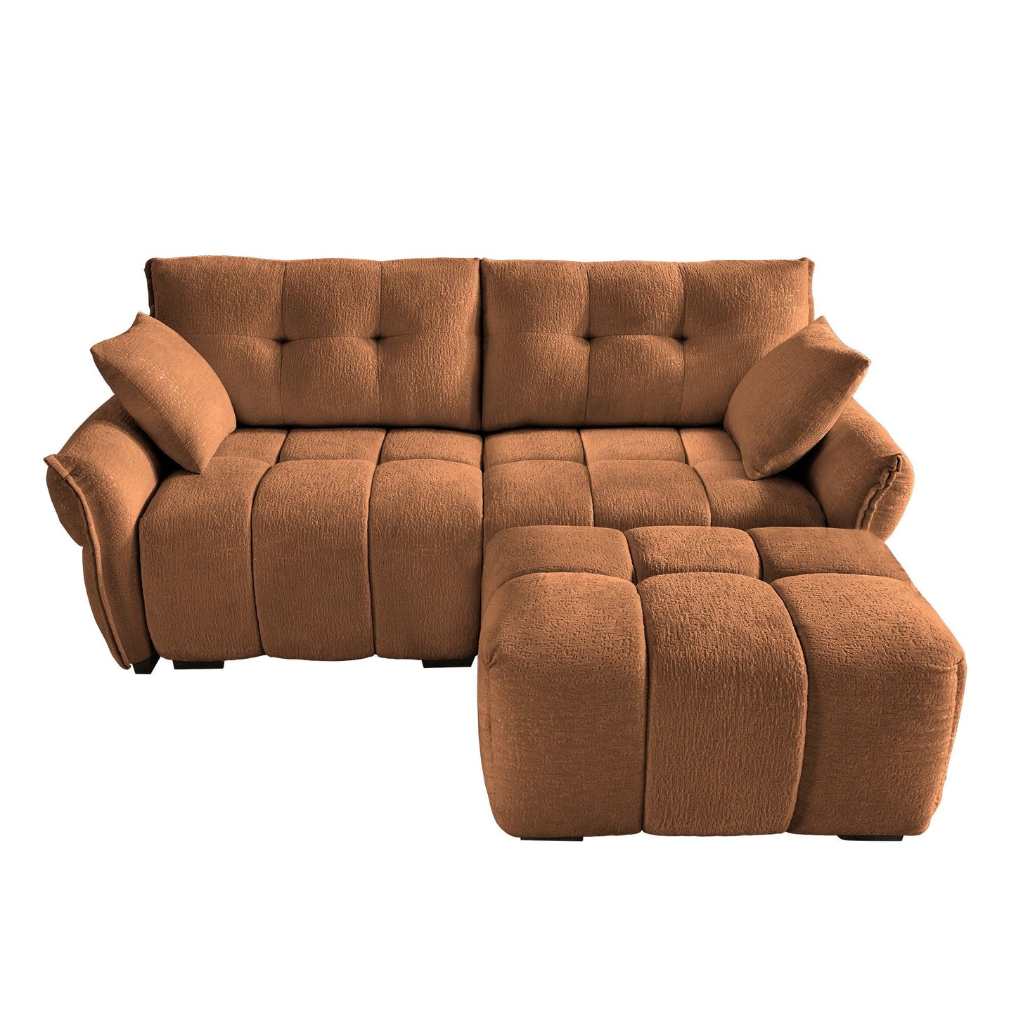 Sofa Set With Ottoman And Pillows, Textured, High Resilience Cushions