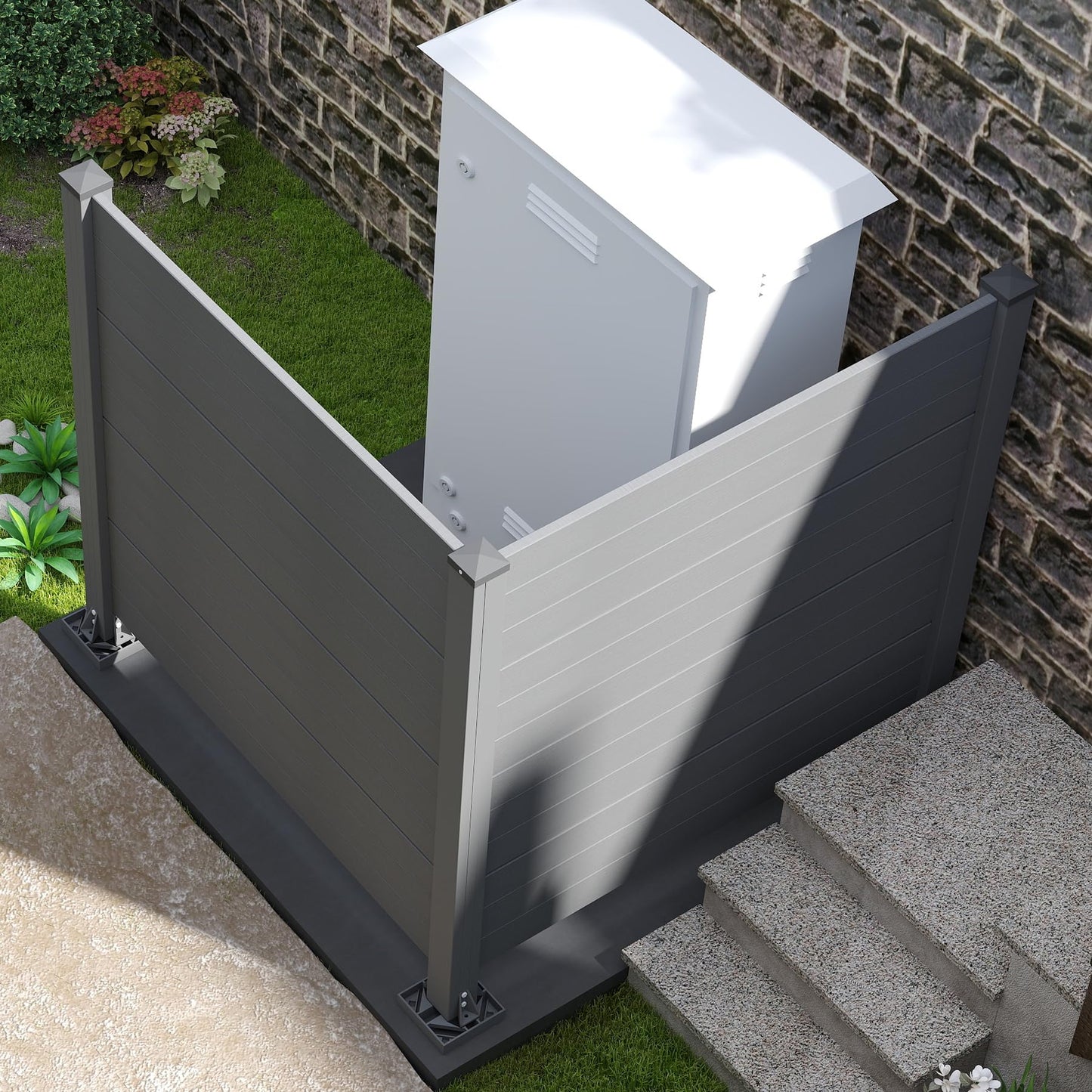 50" W x 49" H Outdoor Privacy Screen, Air Conditioner Fence, All-Weather Vinyl Privacy Fence Screens with Aluminum