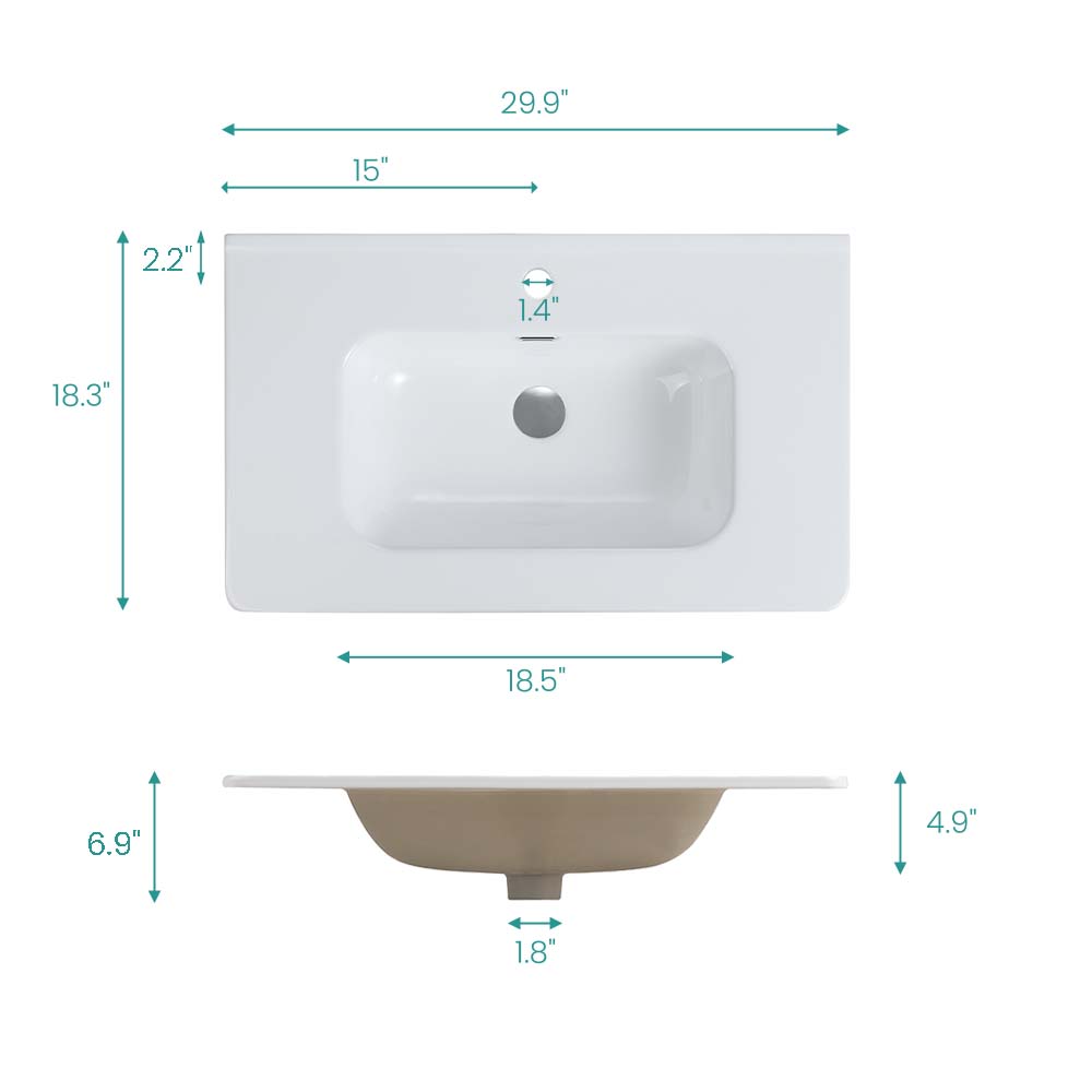 BB04-30-301 Integrated Bathroom Sink