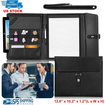 Padfolio Portfolio Folder Business Document Organizer PU Leather Padfolio Holder Case for 9.7" iPad Tablet Business Cards