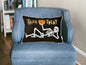 Embroidered Velvet Halloween Skeleton Lumbar Pillow