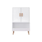 Toy Storage Cabinet With Doors And Open Shelf, Toddler Bookshelf For Playroom - White