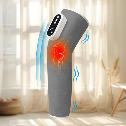 Cordless Leg Massager Air Compression Massager with Heat Thigh Knee Calf Massager with 3 Modes Adjustable Wrap for Pain Relief