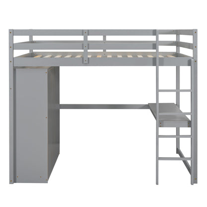 Loft Bed With Built In Wardrobe, Shelves And Drawers