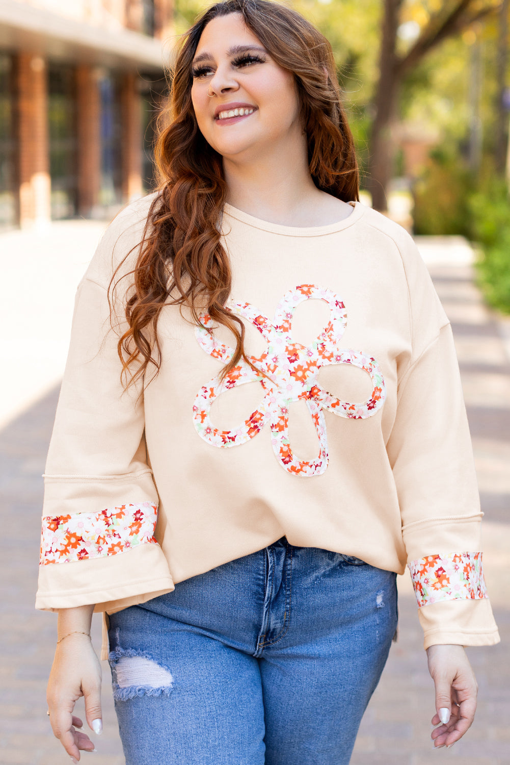 Harmony Plus Size Flower Patched Top