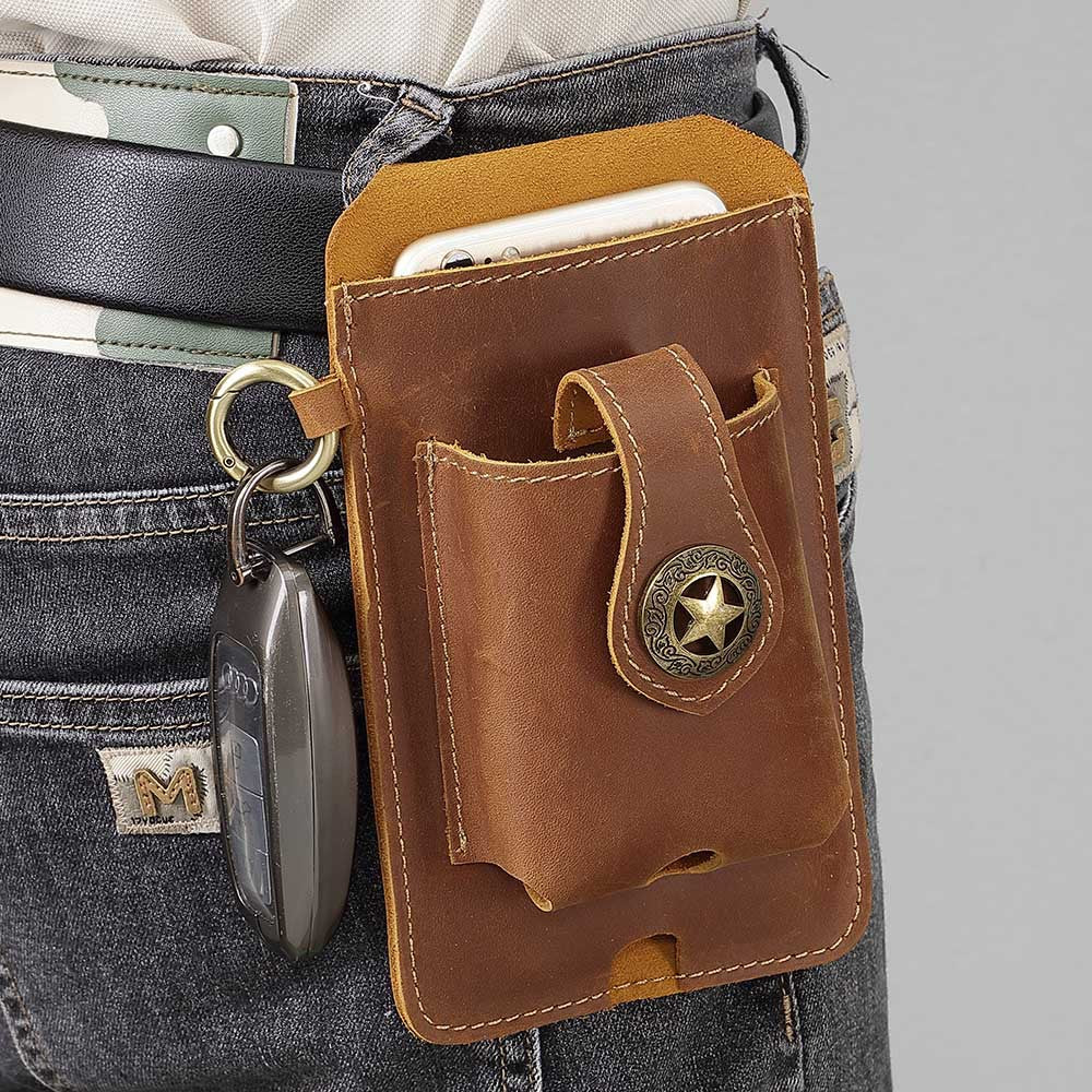 Genuine Leather Mens Cowhide Durable Work Belt-Powered Bag