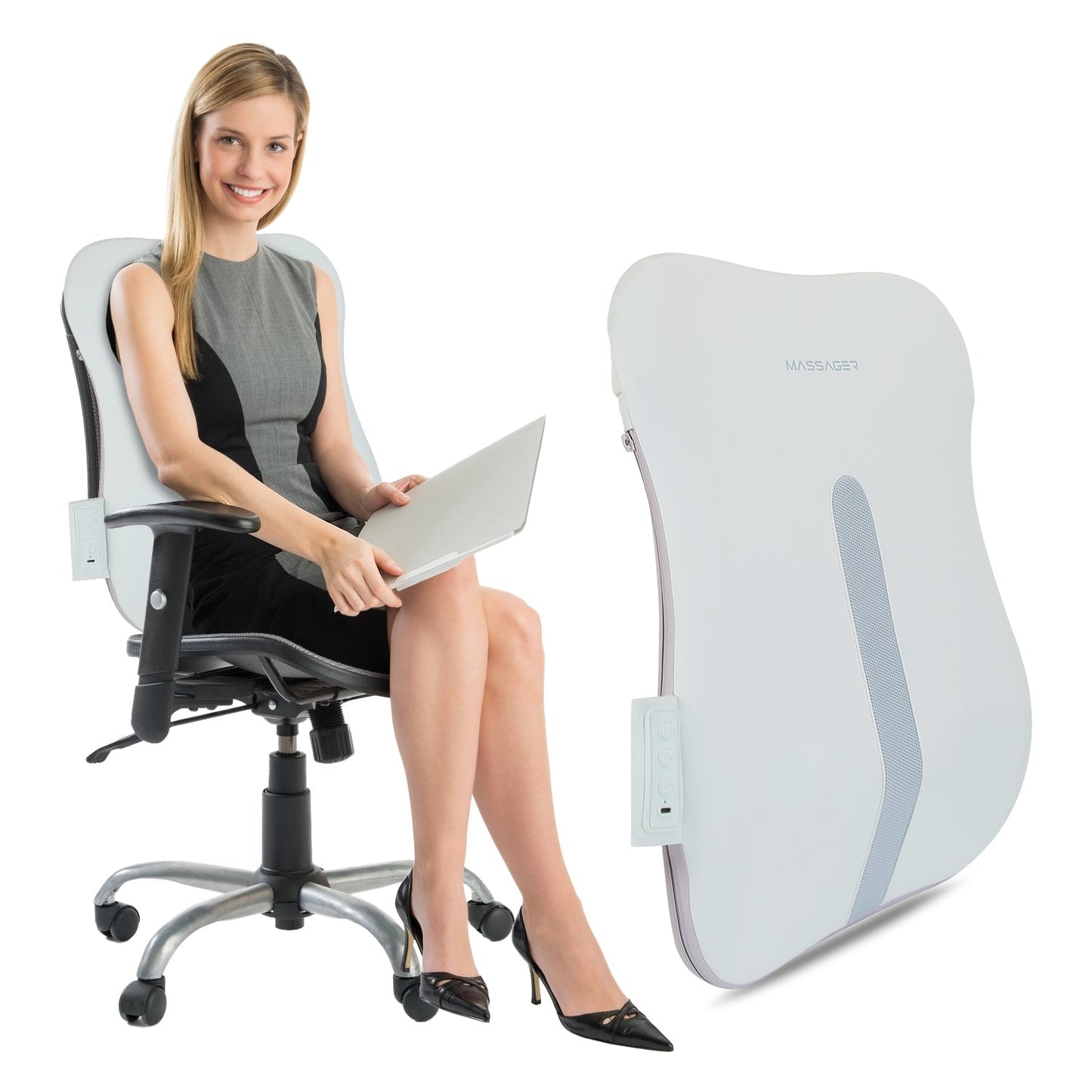 Shiatsu Back MassagerÊ3D Deep Tissue Kneading Massage Pillow Cordless USB Rechargeable with 3 Massaging Modes 2 Heating Levels 10Mins Auto-OffÊfor Bac