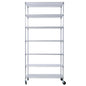 7 Tier Metal Shelf Wire Shelving Unit, 2450Lbs Heavy Duty Adjustable Storage Rack With Wheels & Shelf Liners For Closet Kitchen Garage Basement Commercial Shelving