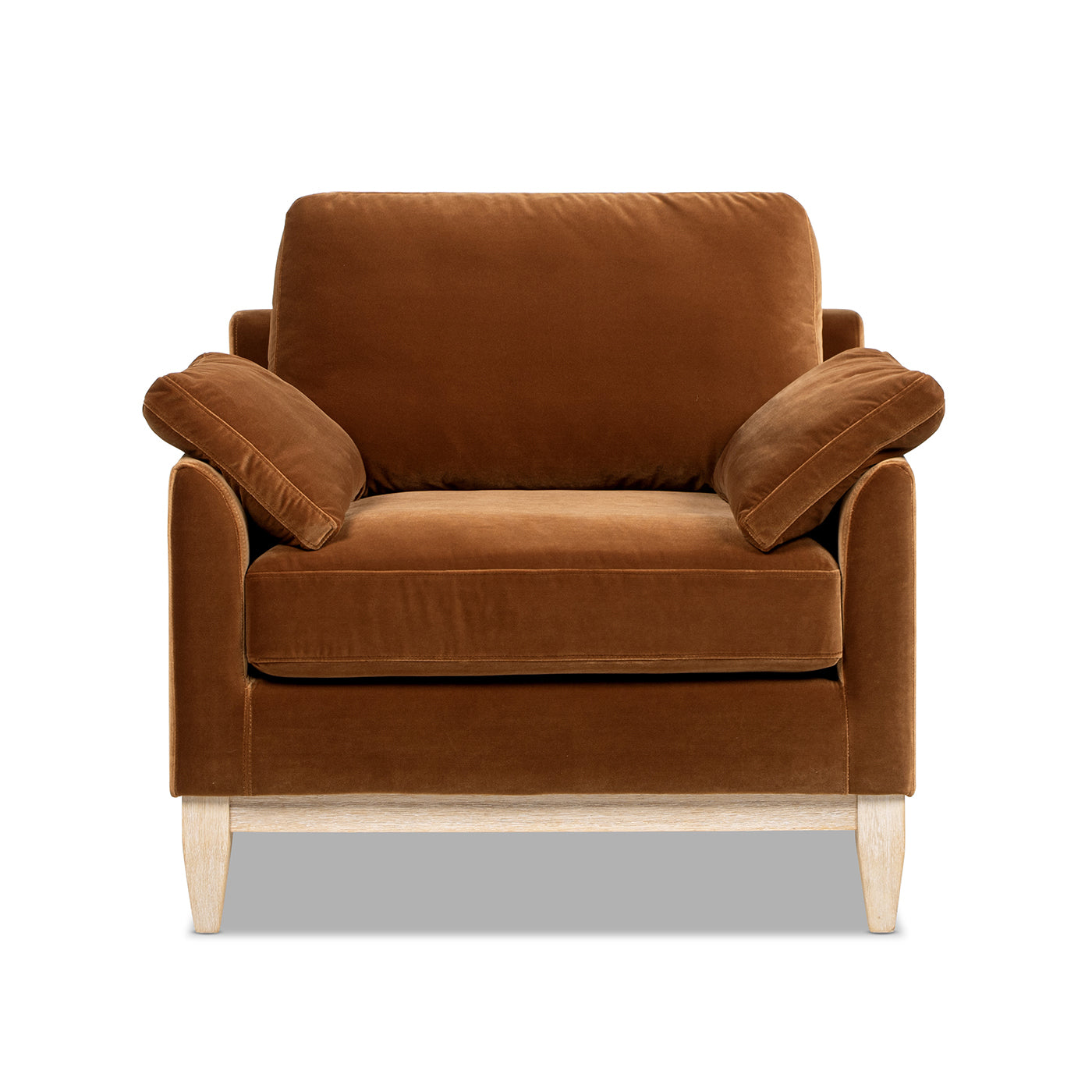 Pasadena 36" Wide Modern Farmhouse Accent Arm Chair, Burnt Orange Velvet