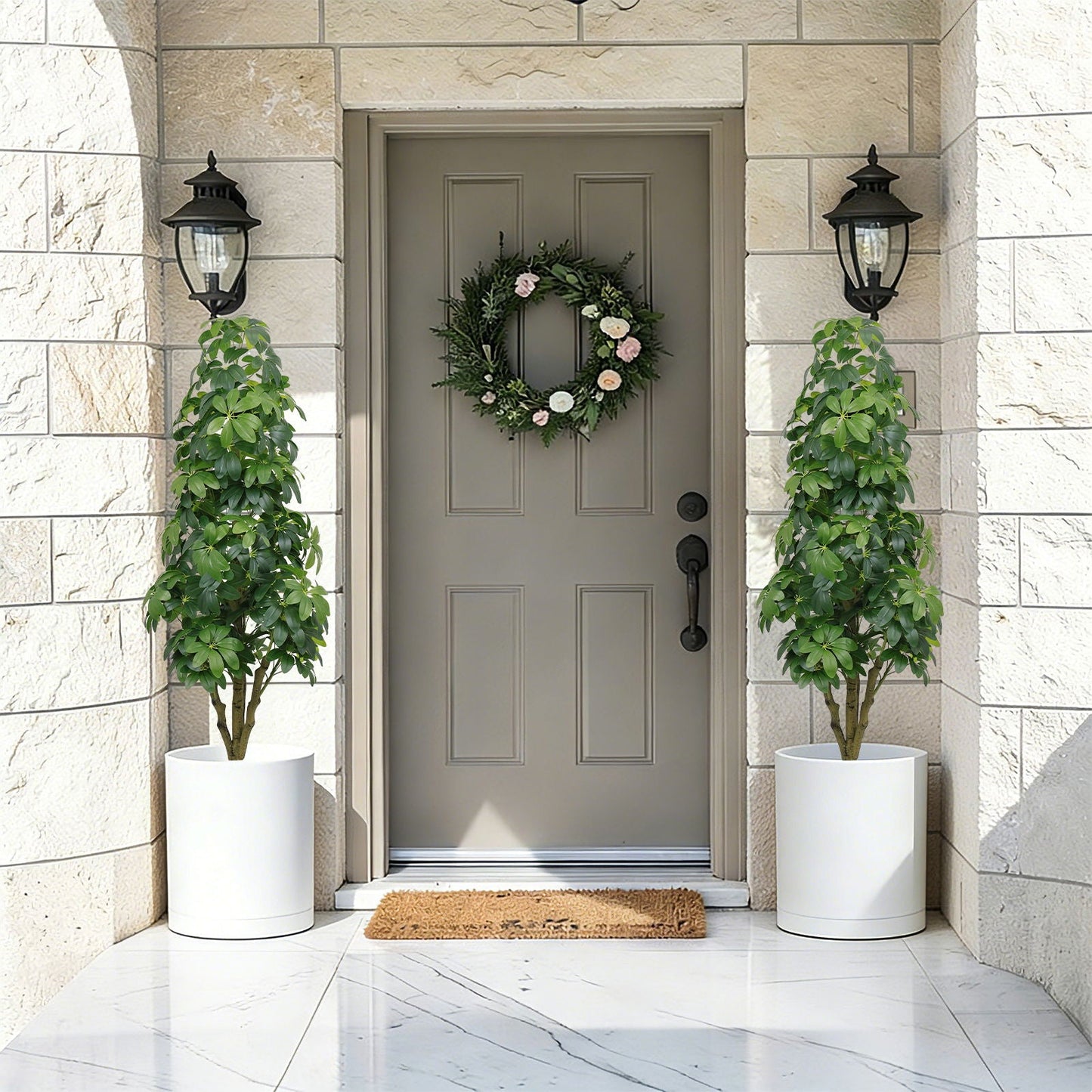 Realistic Faux Tree With Lifelike Foliage For Indoor And Outdoor Use - Green