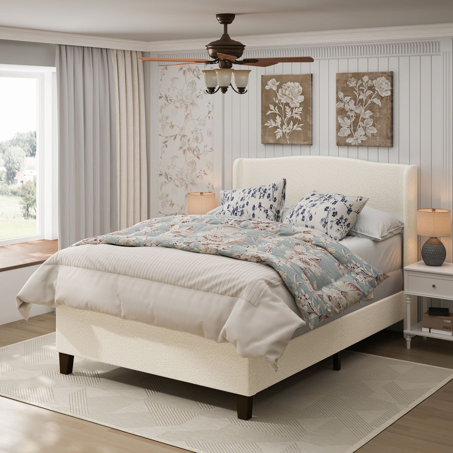 Platform Bed Frame With Tall Headboard And High Footboard