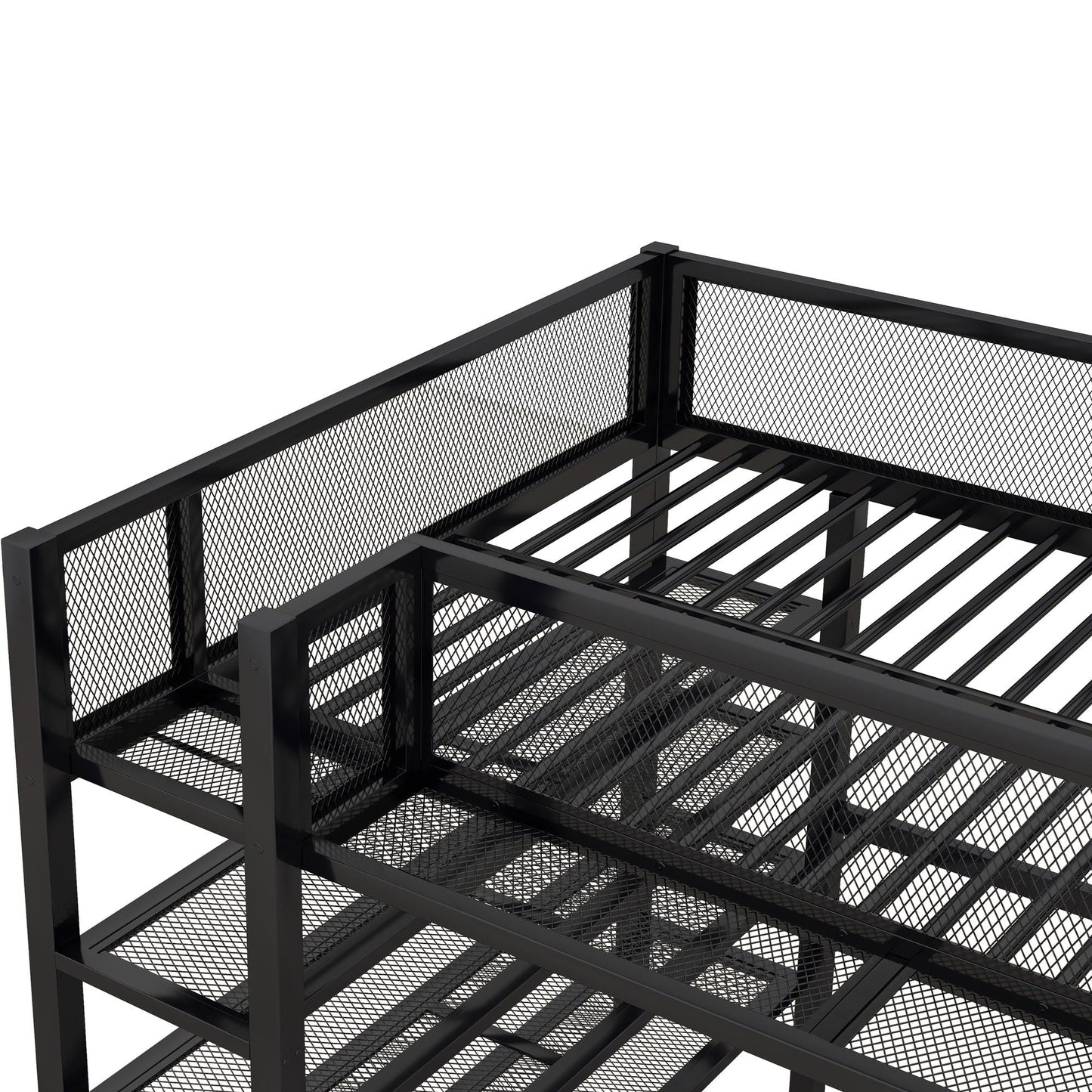Loft Bed With 4 Tier Shelves And Storage