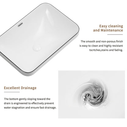 Undermount Bathroom Sink, Vessel Basin For Vanity Countertop - Milk White / Black