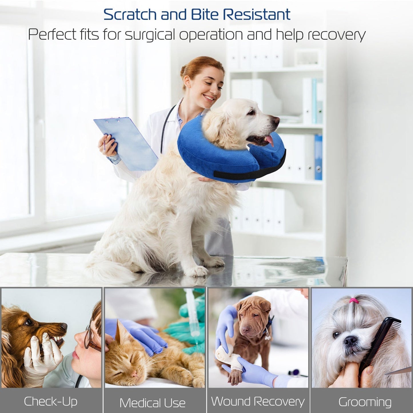 Dog Protective Inflatable Collar Pet Puppy Cat Not Block Vision E-Collar Adjustable Pet Recovery