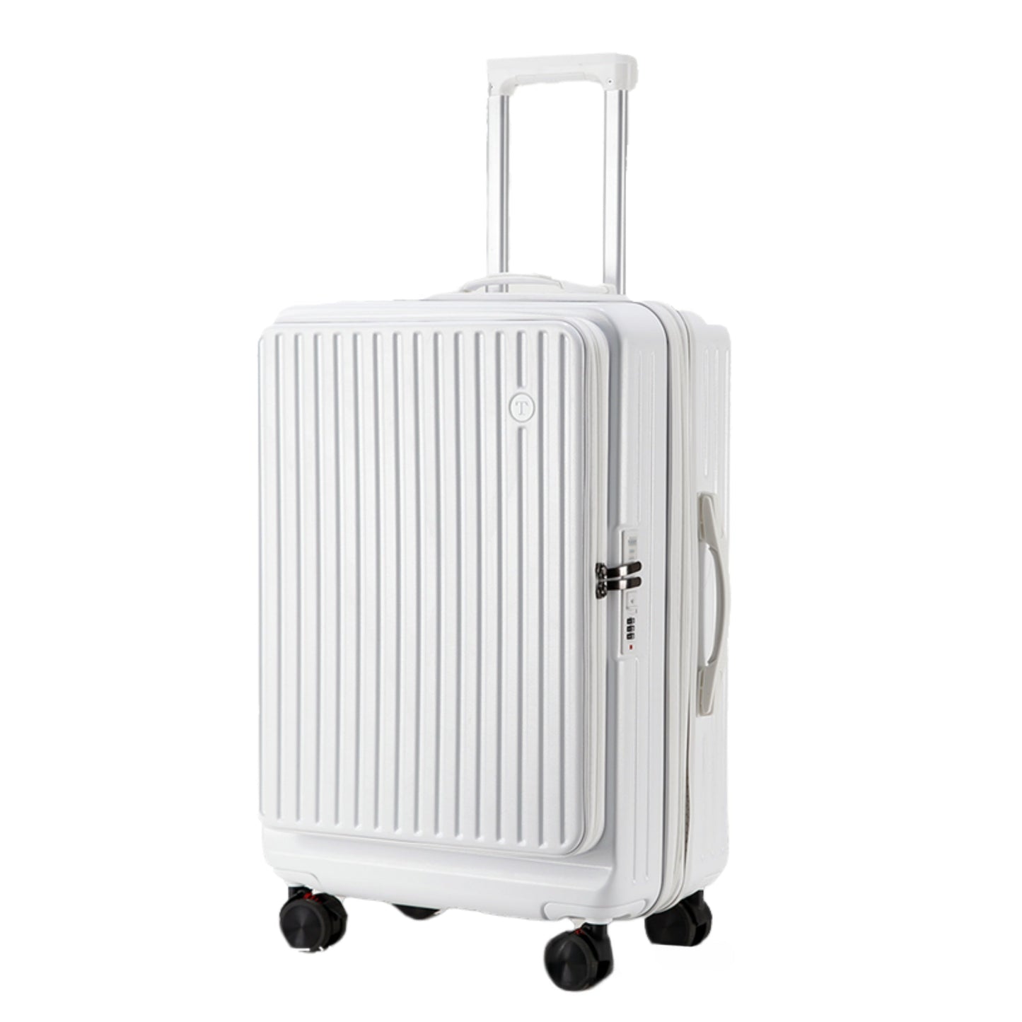 Front Opening Expandable Carry On Luggage, Large And Medium Sized Cabin Bag, Made Of Alloy Material, TSA Lock, USB Charging Port, Foldable Cup Holder