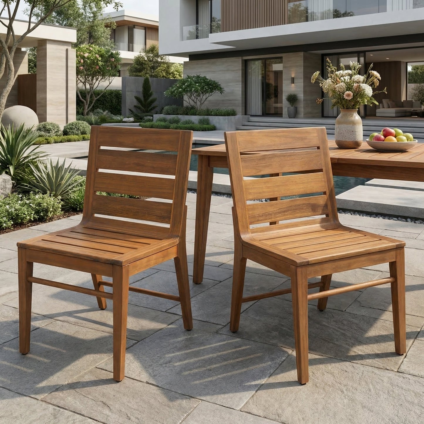 Outdoor Acacia Wood Dining Chair (Set of 2)