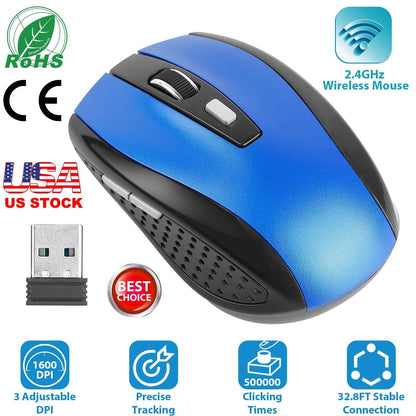 2.4G Wireless Gaming Mouse Optical Mice w/ Receiver 3 Adjustable DPI 6 Buttons For PC Laptop Computer Macbook