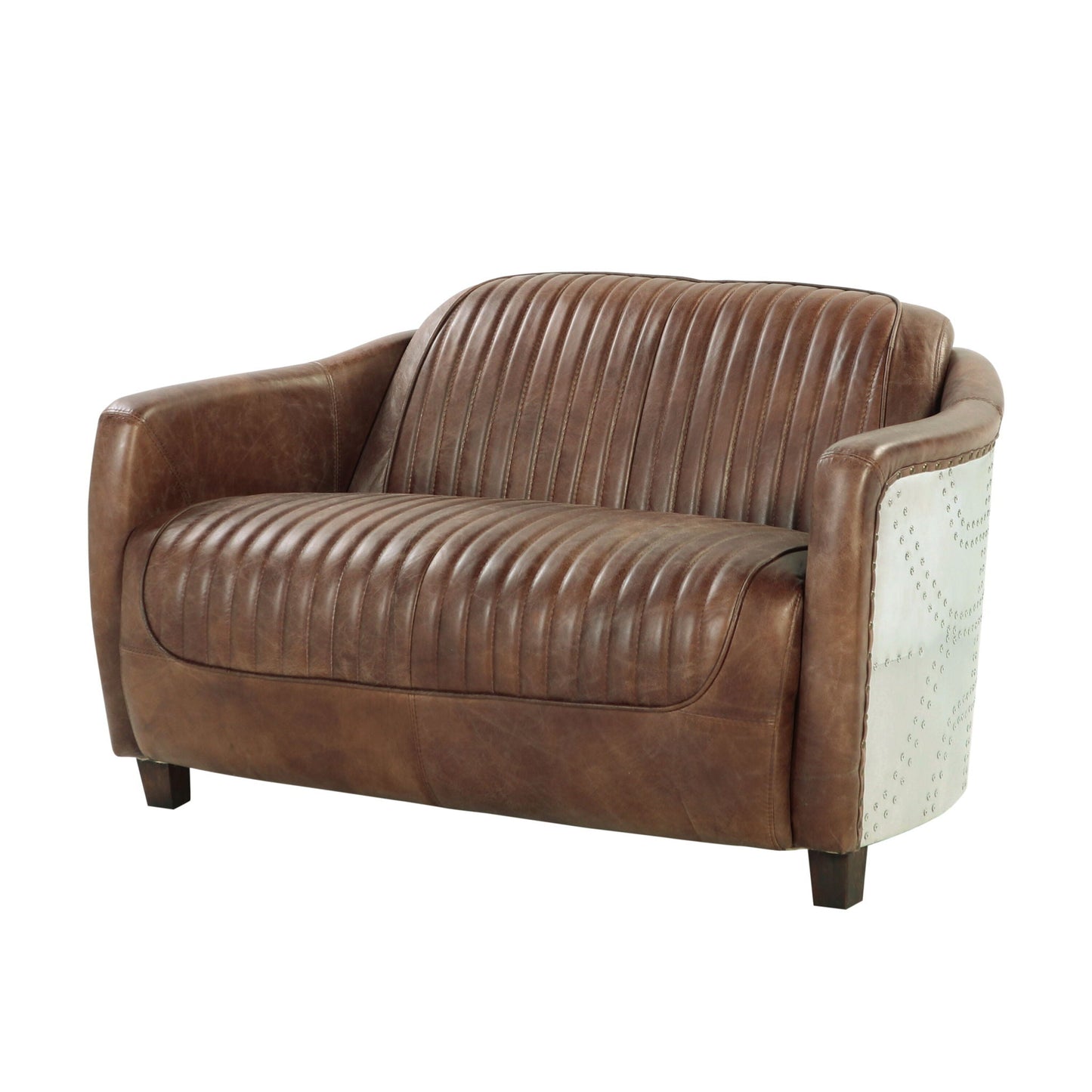 Brancaster Grain Leather Loveseat - Brown