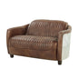 Brancaster Grain Leather Loveseat - Brown