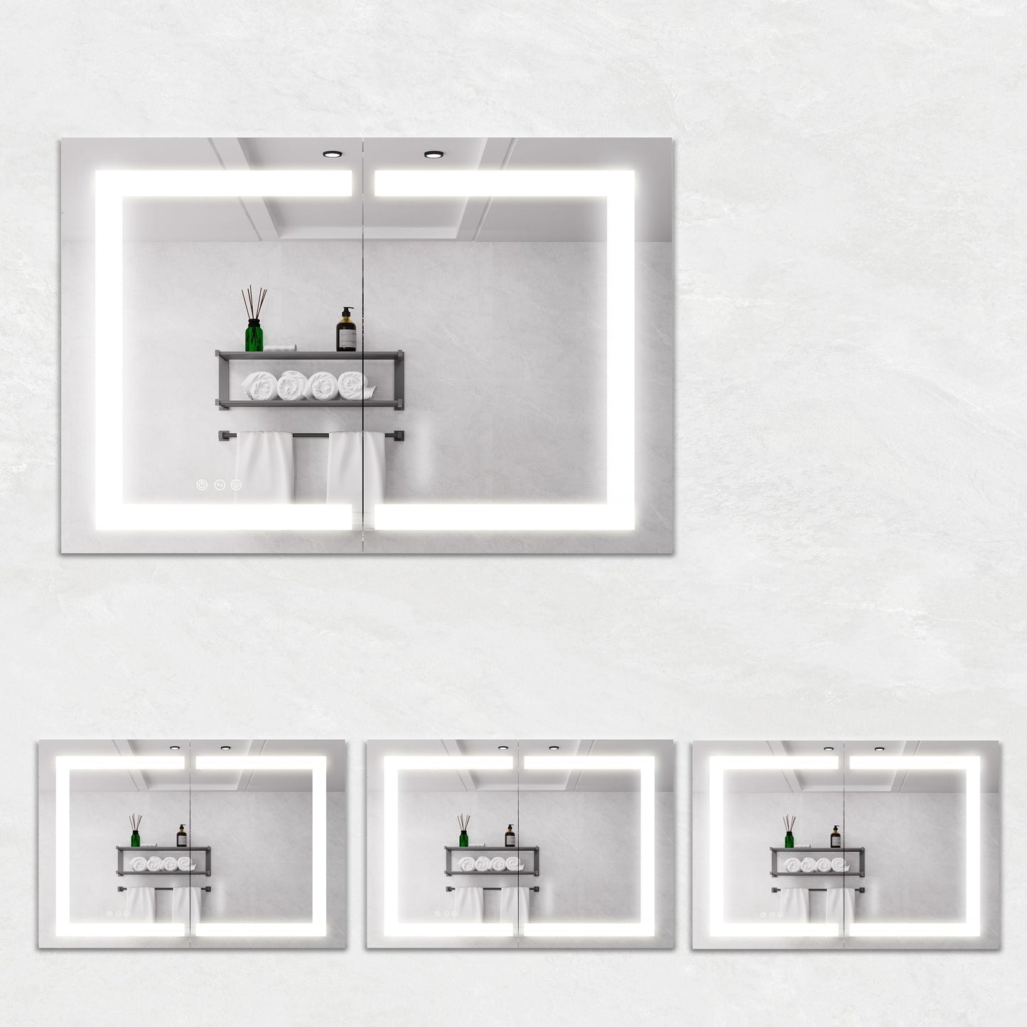 Medicine Cabinet With LED Vanity Mirror, Anti-Fog, Waterproof, Dimmable With Touch Switch