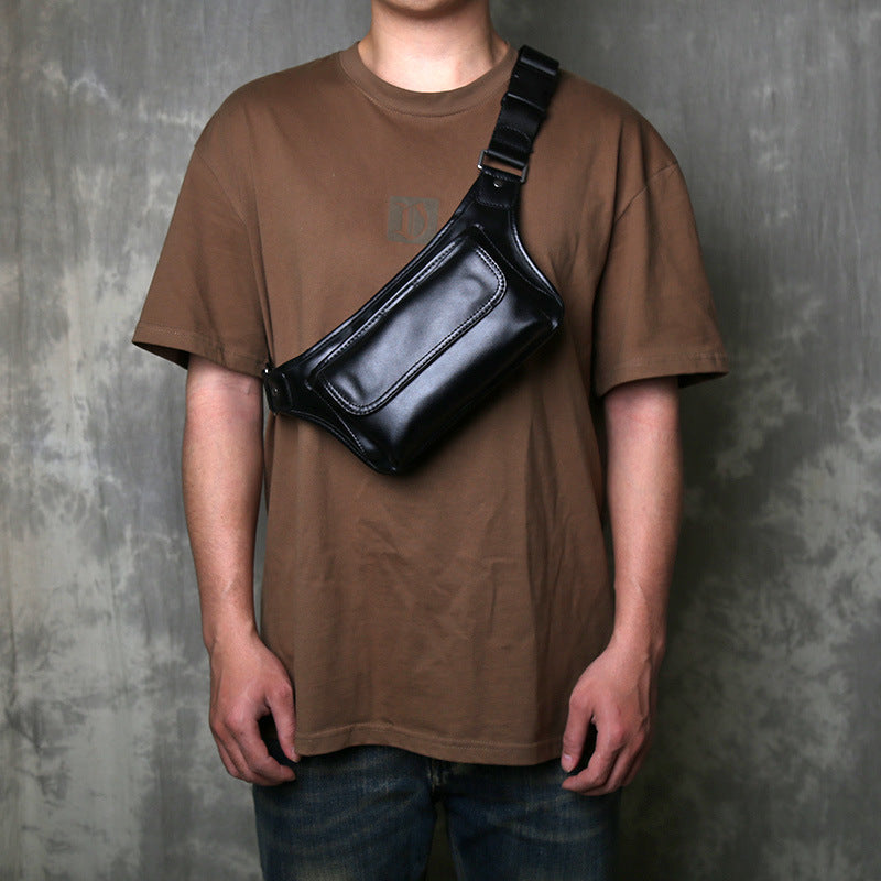 Single-Shoulder Crossbody Genuine Leather Chest BagWaist Bag Large Capacity Multi-Functional