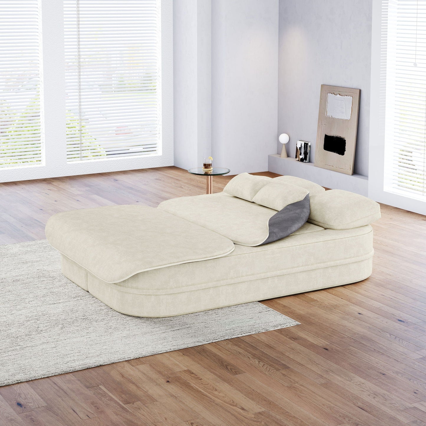 2 In 1 Foldable Sofa Bed With Multi Functional Blanket, Floor Lounge Sofa