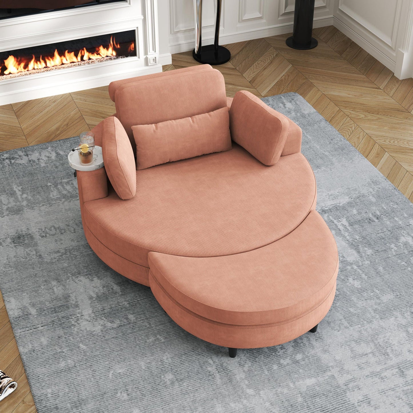 Sofa With Two Throw Pillows And A Waist Pillow With An Extra Tray For Comfortable Seating In Small Apartment Bedrooms