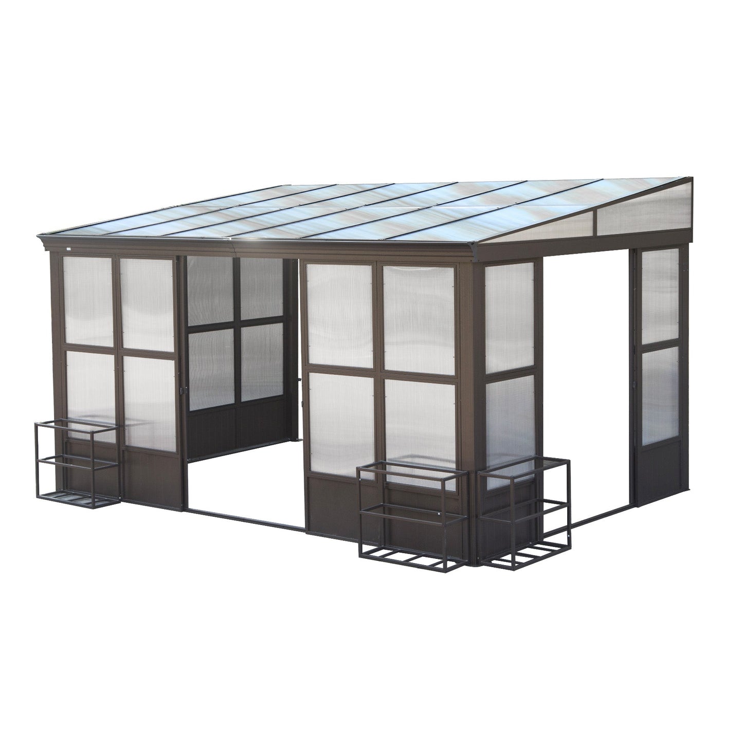 10x14FT All Season Sunroom with Detachable Windows and Sliding Doors