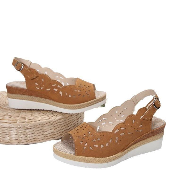 Womens Sandals Cross-border Plus-size Thick-soled Wedge