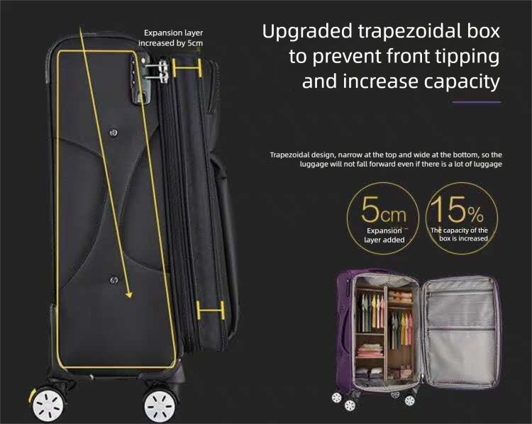 Waterproof Cross-border Black Oxford Cloth Suitcase, Durable 30 Inch Large Capacity, 20 Inch Boarding Case, Luggage Compartment