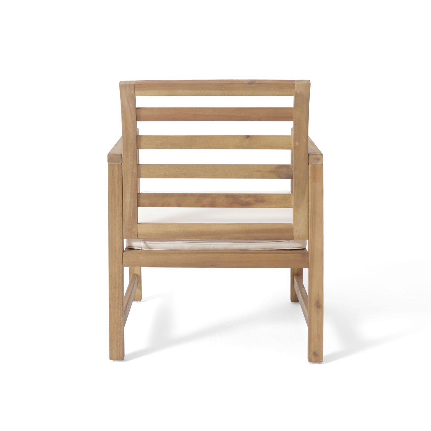 Outdoor Acacia Wood Club Chairs, 2-Piece Set - Natural Stained / White