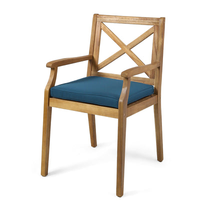 Perla Dining Chair 2pcs with Blue Cushions