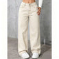 Draped Floor-length Black Straight-leg Jeans